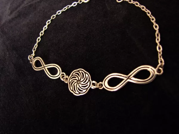 Sterling Silver Wheel of Eternity and Infinity Symbol Bracelet