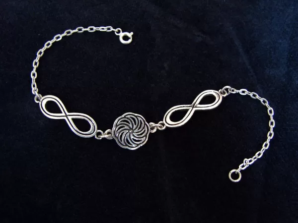 Sterling Silver Wheel of Eternity and Infinity Symbol Bracelet