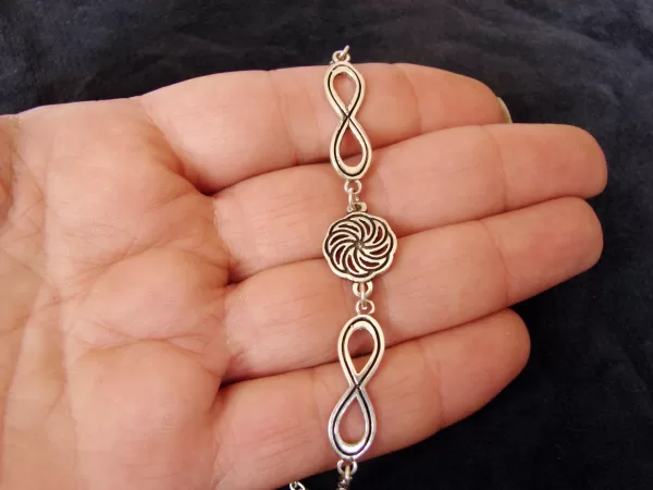 Sterling Silver Wheel of Eternity and Infinity Symbol Bracelet