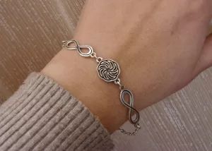 Sterling Silver Wheel of Eternity and Infinity Symbol Bracelet