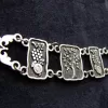 Tree of Life, Pomegranate, Grape, Wide Linked Silver Bracelet