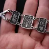 Tree of Life, Pomegranate, Grape, Wide Linked Silver Bracelet