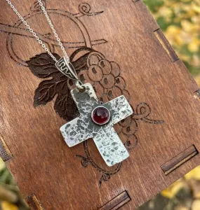 Silver Rustic Hammered Cross