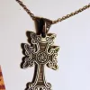 Sterling Silver Antique Khachqar Ornament Cross Necklace