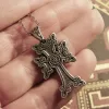 Sterling Silver Antique Khachqar Ornament Cross Necklace