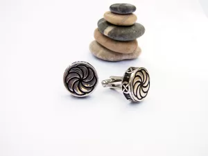 Silver Cufflinks Wheel of Eternity