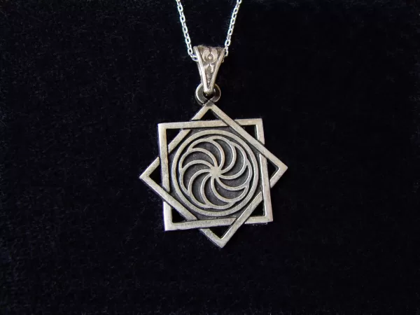 Sterling Silver Eight Pointed Star and Wheel of Eternity Pendant