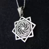 Sterling Silver Eight Pointed Star and Wheel of Eternity Pendant