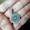 Sterling Silver Eight Pointed Star and Wheel of Eternity Pendant