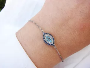 Sterling Silver Lucky Evil Eye Bracelet