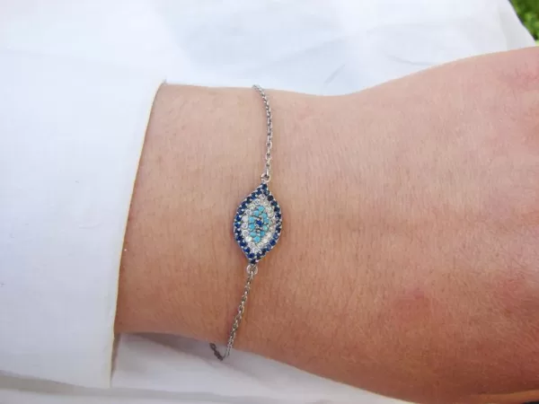 Sterling Silver Lucky Evil Eye Bracelet