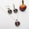 Sterling Silver Pomegranate Pendant and Earrings