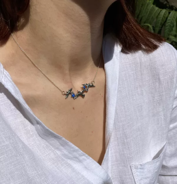 Sterling Silver Birds Necklace