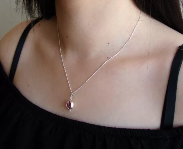 Sterling Silver Red Zircon Pomegranate Jewelry Set