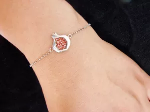 Pomegranate Bracelet 925 Sterling Silver Red Zircon