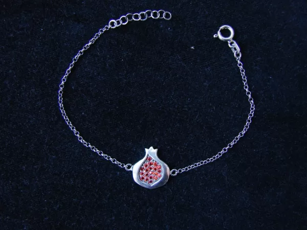 Pomegranate Bracelet 925 Sterling Silver Red Zircon