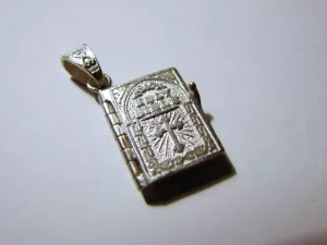 Lord’s Prayer Our Father in English, Silver Miniature Prayer Book Pendant