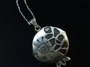 Prayer Book Silver Pendant in form of Pomegranate, Prayer Our Father in Armenian