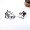 Sterling Silver Red Zirconia Elegant Double Ring