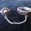 Double Chain Adjustable Multi-Finger Linked Rings, 925 Sterling Silver