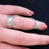 Wide Silver Double Ring, Adjustable Multi-Finger Rings