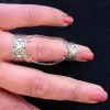 Wide Silver Double Ring, Adjustable Multi-Finger Rings