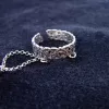 Sterling Silver Triangle Chain Linked Double Ring