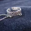 Sterling Silver Triangle Chain Linked Double Ring