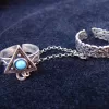 Triangle, Silver Double Ring Chain Linked