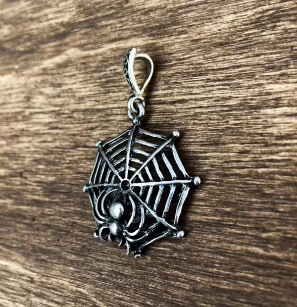 Sterling Silver Spider Web Pendant