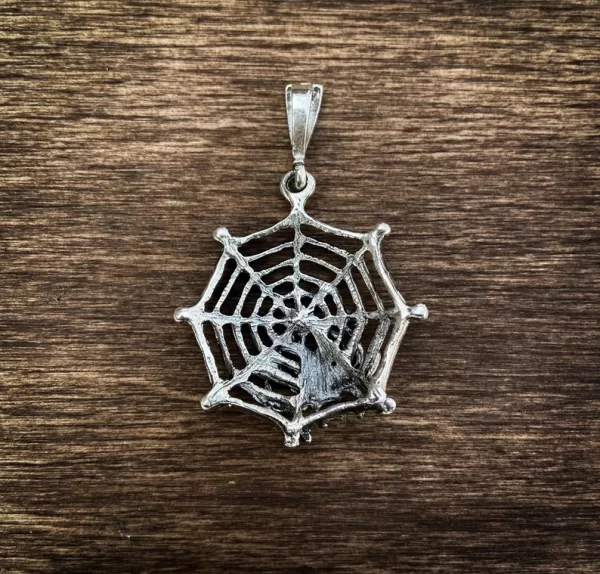 Sterling Silver Spider Web Pendant