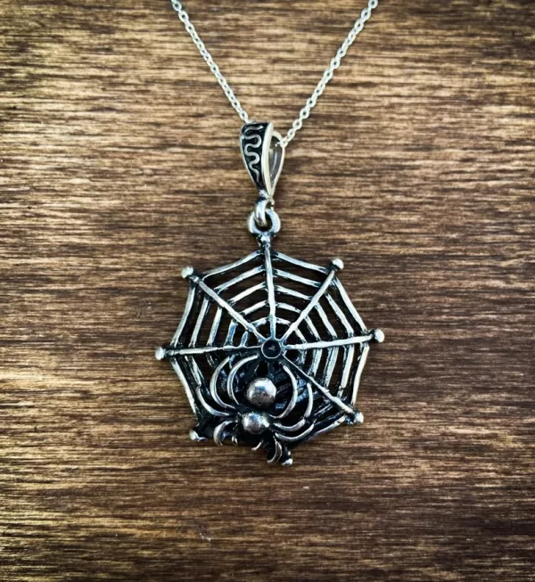 Sterling Silver Spider Web Pendant