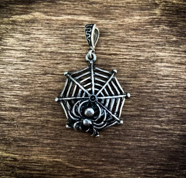 Sterling Silver Spider Web Pendant