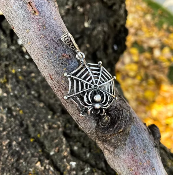 Sterling Silver Spider Web Pendant