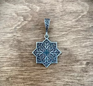 Armenian Pendant Eight Pointed Star Sterling Silver 925