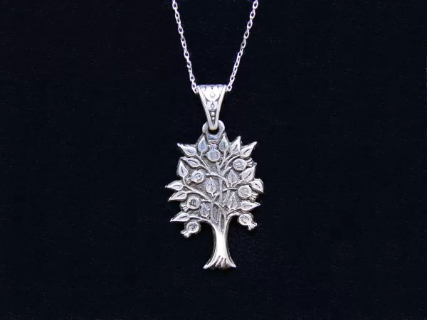 Tree of Life Silver Necklace, Pomegranate Tree