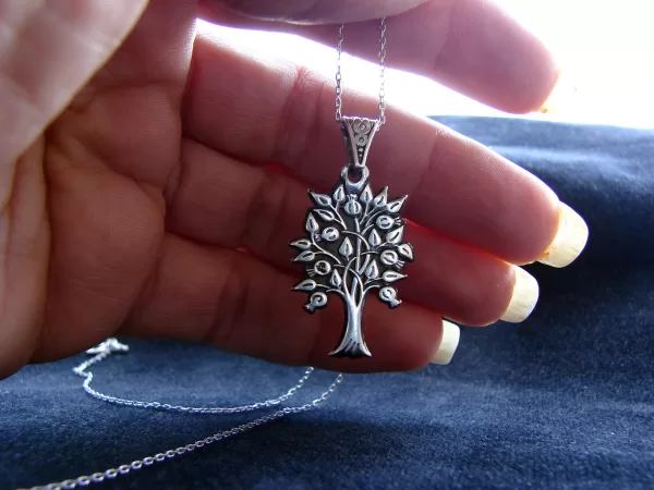 Tree of Life Silver Necklace, Pomegranate Tree