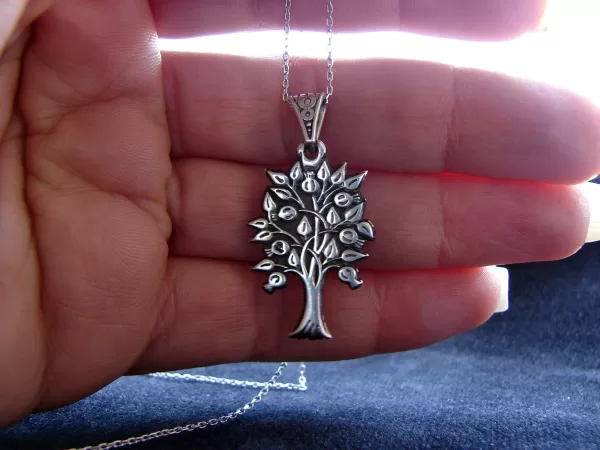 Tree of Life Silver Necklace, Pomegranate Tree