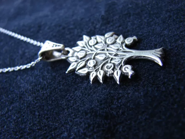 Tree of Life Silver Necklace, Pomegranate Tree