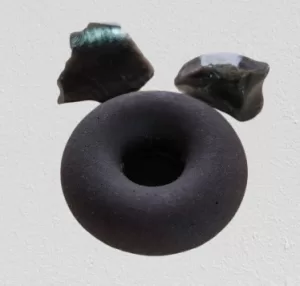 Armenian Stone Black Tuff Candle Holder “Donut”