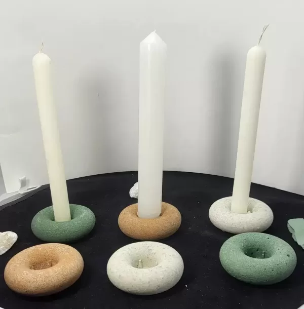 Armenian Stone Marble Candle Holder "Donut"