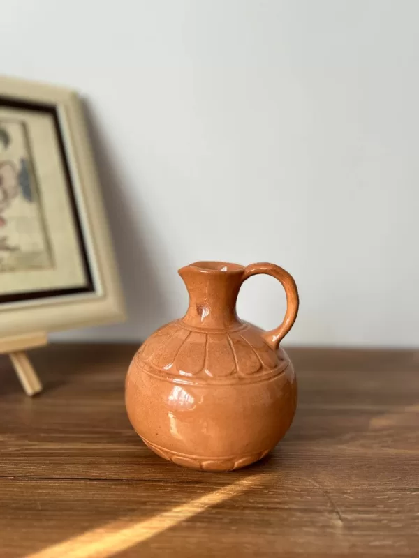 Author's Historical Ceramic Jug with Ornament-One Handle and Trefoil Neck