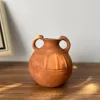 Author's Historical Ceramic Melon-Shaped Jug with Two Handles and Vertical Grooves