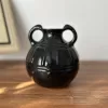 Author's Historical Ceramic Melon-Shaped Jug with Two Handles and Vertical Grooves