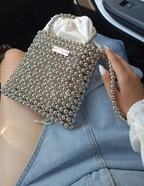 Trendy Silver Mesh Purse