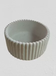 Armenian Stone Marble Ribbed Candle Holder and Jewelry Dish