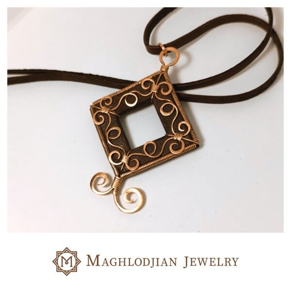 Copper Wire Diamond Shaped Pendant