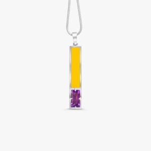 Elegant Custom Pendant with Natural Amethyst Stone & Enamel