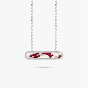 925 Sterling Silver Necklace with Bordeaux & White Enamel