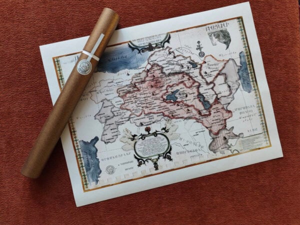 Author's Map of the Ancient State Urartu in Golden Tube (38 x 28 cm)